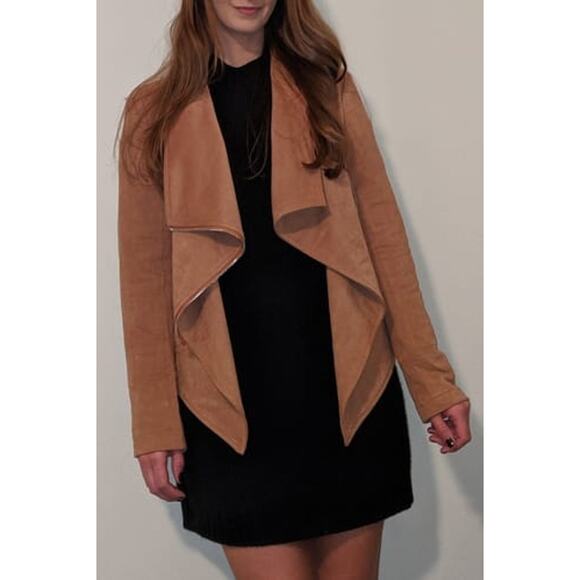Lulu's Wild at Heart Tan Vegan Suede Moto Fall Jacket S NWT - Picture 1 of 9